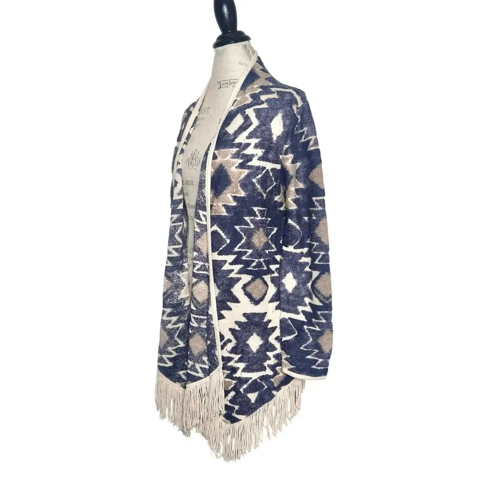 Lucky Brand | Women | Southwestern Aztec Fringe Open Drape Cardigan | Medium